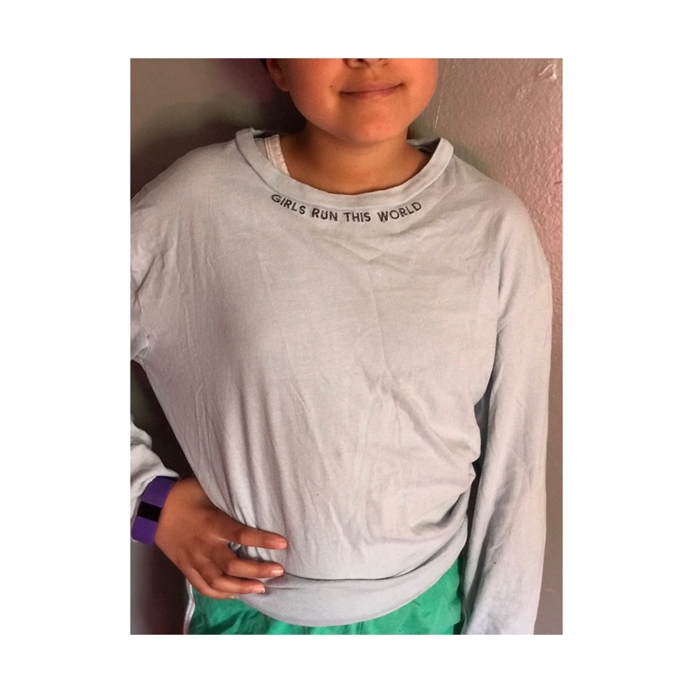 Blue long sleeve with empowering quote!